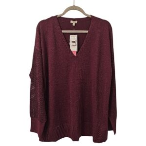 Purple Laura Women's Lurex V-Neck Sweater